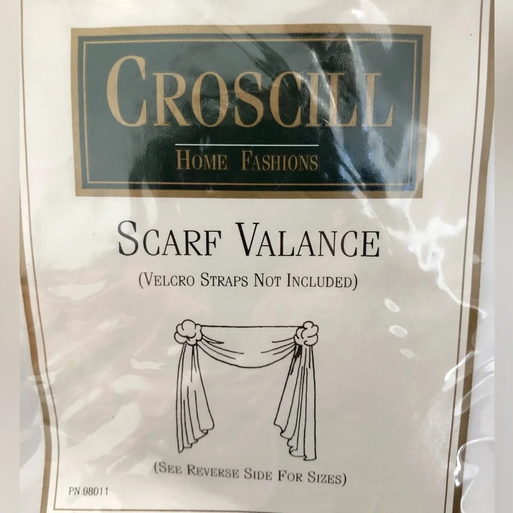 NWT Croscill Sheer White Scarf Valance With Fringe